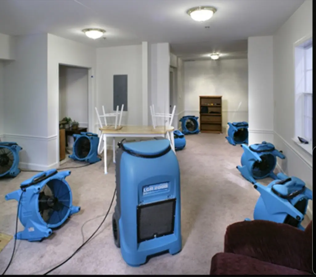 Air movers and dehumidifier setup for Water Damage Restoration in Golden Valley